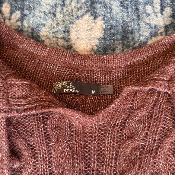 Prana Cable Knit Fringe Tunic Sweater | Women’s M | Light Burgundy - Picture 2 of 6